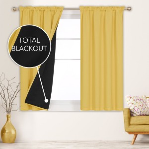 Deconovo ModernLuxury 100% Full BlackOut SatinRodCurtains For LivingRoom or BedRoom 2Panels - 1 of 4