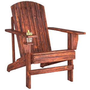 Aghana Digitals Dark Gray Fir Wood Adirondack Chair with Tilted Back, Cupholder & Wide Armrests - - 1 of 4
