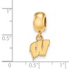 Black Bow Jewelry 14k Yellow Gold Plated Sterling Silver Wisconsin Badgers NCAA Bead Charm - 3 of 4