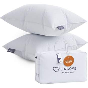 Lincove Down & Feather Bed Pillows - Luxury Hotel Collection, 100% Cotton, 600 Thread Count, 2 Pack
