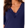 cheibear Women's Stretchy Lace Trim V Neck Short Sleeves Pajama Nightgowns - 4 of 4