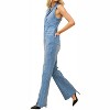 Women's Collared Sleeveless Denim Jumpsuit - Blue B - 3 of 4