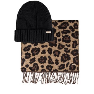 Jessica Simpson Women's Fashion Beanie and Fringed Scarf Set - 1 of 4
