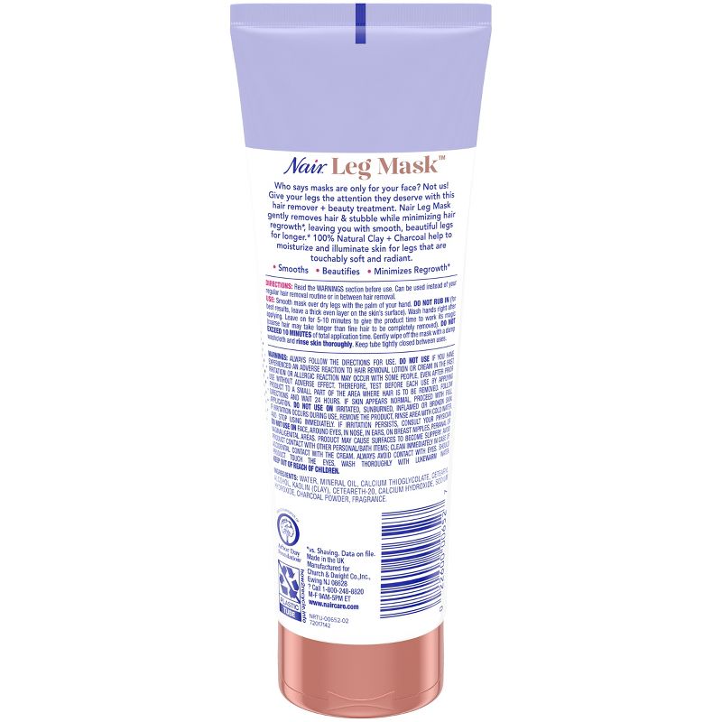 Nair Hair Remover Beauty Treatment Charcoal Clay Leg Mask - 8.0oz, 3 of 12