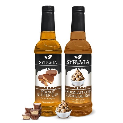 Syruvia Coffee Flavors Variety Pack: Peanut Butter Cup & Chocolate Chip Cookie Dough 25.4 fl oz Syrup