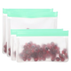Unique Bargains Reusable Leakproof Zip PEVA Freezer Food Storage Bags 4 Pcs - 1 of 4