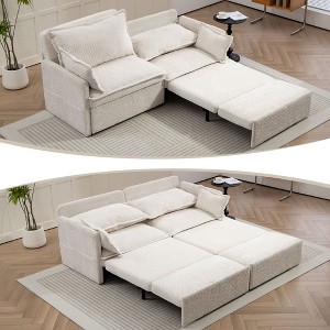 PAGED Corduroy Sofa, Pull Out Sofa Bed, Convertible Sleeper Sofa Couch with Side Storage and USB Ports for Living Room - 1 of 4