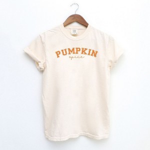 Simply Sage Market Women's Curved Pumpkin Spice Short Sleeve Garment Dyed Tee - 1 of 2