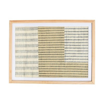 Handwoven Cotton Wall Art with Natural Wood Frame and Plastic Cover