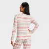 Women's "Let it Snow" Fair Isle Cozy Knit Long Sleeve Henley Holiday Matching Family Pajama Shirt - Wondershop™ Cream - 2 of 4