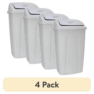 Racxily (4 pack) Kitchen Trash Can, 13 Gallon, Plastic Swing Top Garbage Bin, Gray - 1 of 4