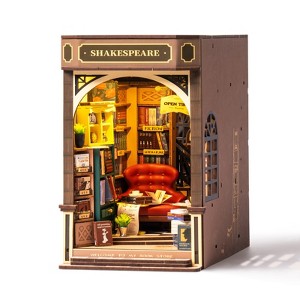 Robotime 3D Wooden Bookstore Library Book Nook Model,Building Kit DIY Dollhouse Bookshelf Desk Decor Gifts, Multicolored, 7.28''*3.94''*9.53'' - 1 of 4