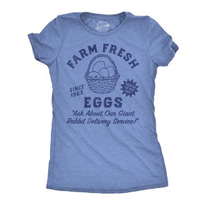 Womens Funny T Shirts Farm Fresh Eggs Sarcastic Holiday Graphic Novelty Tee For Ladies - Crazy Dog Women's T Shirt - 1 of 4