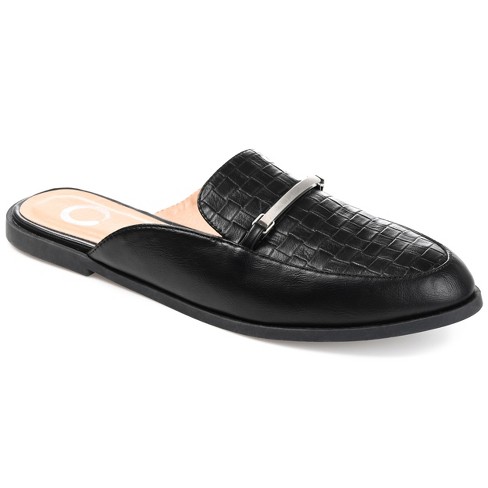 Journee Collection Womens Rubee Slip On Round Toe Mules Flats Black 6