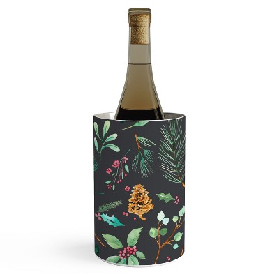 Ninola Design Christmas Botanical Charcoal Wine Chiller - Deny Designs