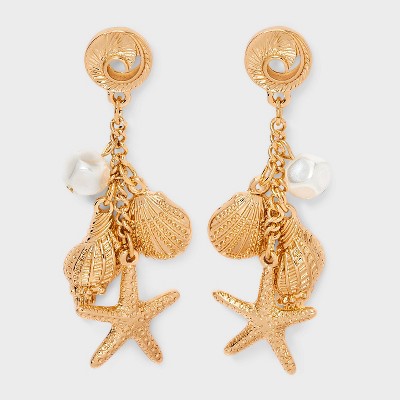 Sealife Rainfall Drop Earrings - A New Day™ Gold