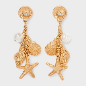 Sealife Rainfall Drop Earrings - A New Day™ Gold - 1 of 2