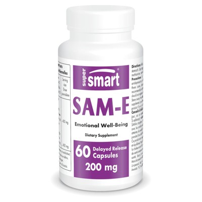 SuperSmart SAM-e 200mg (80% Active Isomer S,S) - Advanced S-Adenosyl Methionine SAM-e Supplement | Non-GMO & Gluten Free - 60 DR Capsules