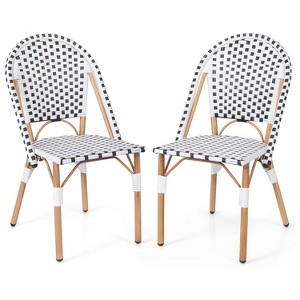 ADILE Outdoor Armless Dining Chairs with Hand-Woven Rattan Set of 2 - 1 of 4