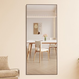 Glasflength Full Length Mirrors Floor Standing Wall Mirror, Bedroom Foyer Clothing Store Wall Mounted Mirror, Wooden Frame Square Brown 31.4"*71" - 1 of 2