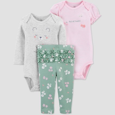 Carter's Just One You® Baby Girls' Quilted Floral Top & Bottom Set - Brown  : Target