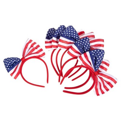 Juvale 6-Pack Patriotic American Flag Bow Headbands for Election Day, July 4th Party Decorations