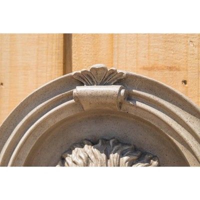 Royal Sandstone LED Outdoor Wall Fountain with Lion Head