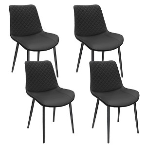 Dsvimoy Accent Chair PU Leather Upholstered Dining Chair with Metal Legs for Kitchen or Living Room, Black, 29"*22"*17" - 1 of 4