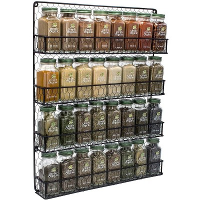 Sorbus 4 Tier Black Wall Mounted Spice Rack Storage Organizer (Spices not Included)