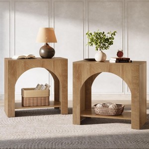 Tribesigns End Side Table, Large Sofa Side Table with Heavy-Duty Wooden Pedestal for Living Room, with Storage for Bedroom - 1 of 4