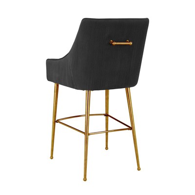 Beatrix Black Velvet Counter Stool with Gold Stainless Steel Legs