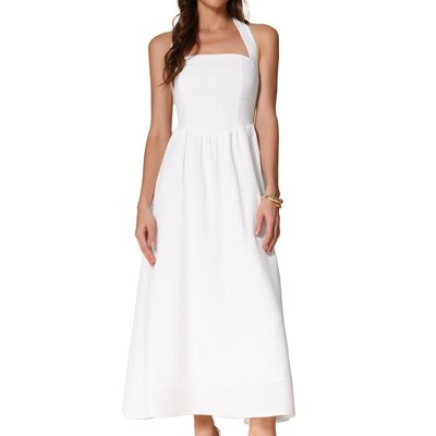 INSPIRE CHIC Women's Halter Neck Sleeveless A-Line Midi Summer Dress