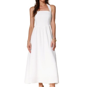 INSPIRE CHIC Women's Halter Neck Sleeveless A-Line Midi Summer Dress - 1 of 4