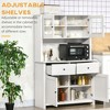 Kitchen Buffet with Hutch Cabinet with 4 Shelves, Drawers, Framed Glass Doors and Open Microwave Countertop for Kitchen or Dining Room - 3 of 4