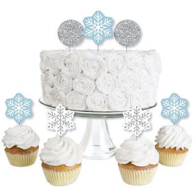 Big Dot of Happiness Winter Wonderland - Dessert Cupcake Toppers - Snowflake Holiday Party and Winter Wedding Clear Treat Picks - Set of 24