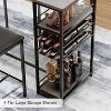 Dining Table Set for 2 with Storage Shelves, Metal Frame Counter Height Kitchen Table Set with 2 Upholstered Chairs for Small Space, Apartment - 3 of 4