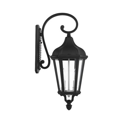 Textured Black 2-Light Outdoor Wall Lantern with Clear Glass