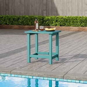 Coucheta 17-inch HDPE Outdoor Side Table,Square Patio End Table with Wood Look, Weather Resistant & Tool-Free Assembly for Poolside Garden - 1 of 4