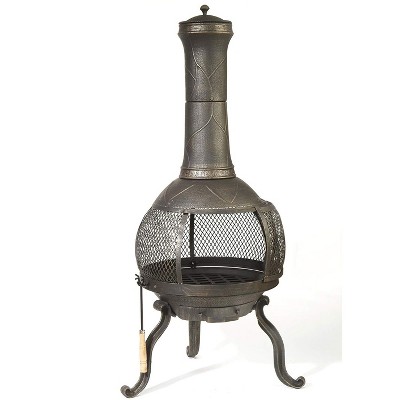 Kay Home Products 30199 Sonora Outdoor Wood Burning Cast Iron Metal Chimenea Fireplace Fire Pit