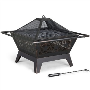 Yaheetech 32inch Fire Pit Outdoor Round Steel Fire Bowl with Mesh Cover Grills Poker for Patio Garden Camping Bonfire - 1 of 4