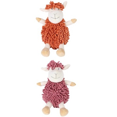 REGALWOVEN Cute Sheep Chenille Soft Absorbent Quick Drying Fuzzy Ball Hand Towel 9" x 13" 2 Pcs