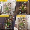 4-Tier Wooden Plant Stand with Grow Light - Ladder Shelf for Indoor Plants, Balcony or Living Room - Space Saving Carbonized Wood Design - 2 of 4