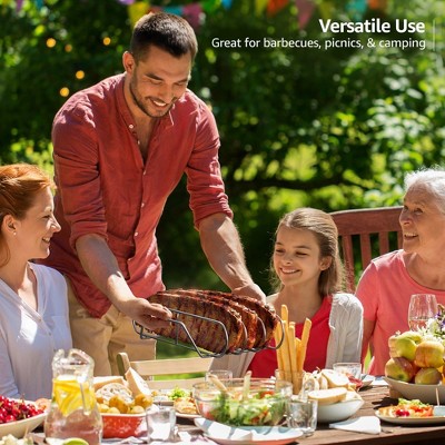 XL Silver Non-Stick Steel Rib Rack for Grilling