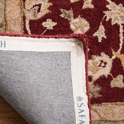 Hand-Tufted Red and Moss Wool Rectangular Accent Rug, 2' x 3'