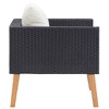 vidaXL Single Patio Sofa with Cushions Poly Rattan Black - 3 of 4
