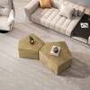 Vynxaria Series 29 in. Antique Gold Irregular Pentagon MDF End Table with Geometric Design - 4 of 4