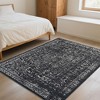 Vintage Distressed Floral Hallway Rug, Machine Washable, Non-Slip Indoor Carpet for Kitchen, Bathroom,Bedroom, Office,Retro Accent, Easy-Clean, Black - 2 of 4