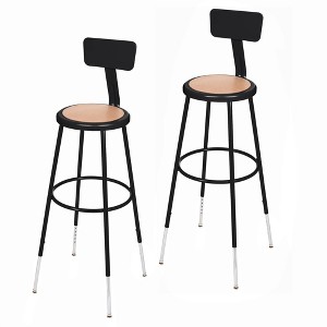 Hampden Furnishings Set of 2 32"-39" Height Adjustable Heavy Duty Steel Accent Barstools with Backrest Black: Modern Design - 1 of 4