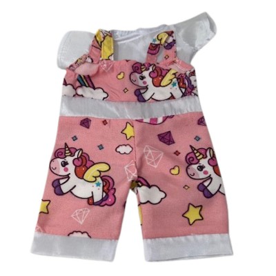 Doll Clothes Superstore Handmade Pink Unicorn Print Overalls for 14-Inch Baby Alive Dolls