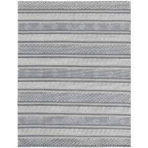 8' X 10' Light Gray and Dark Gray Geometric Hand Loomed Area Rug - 1 of 4